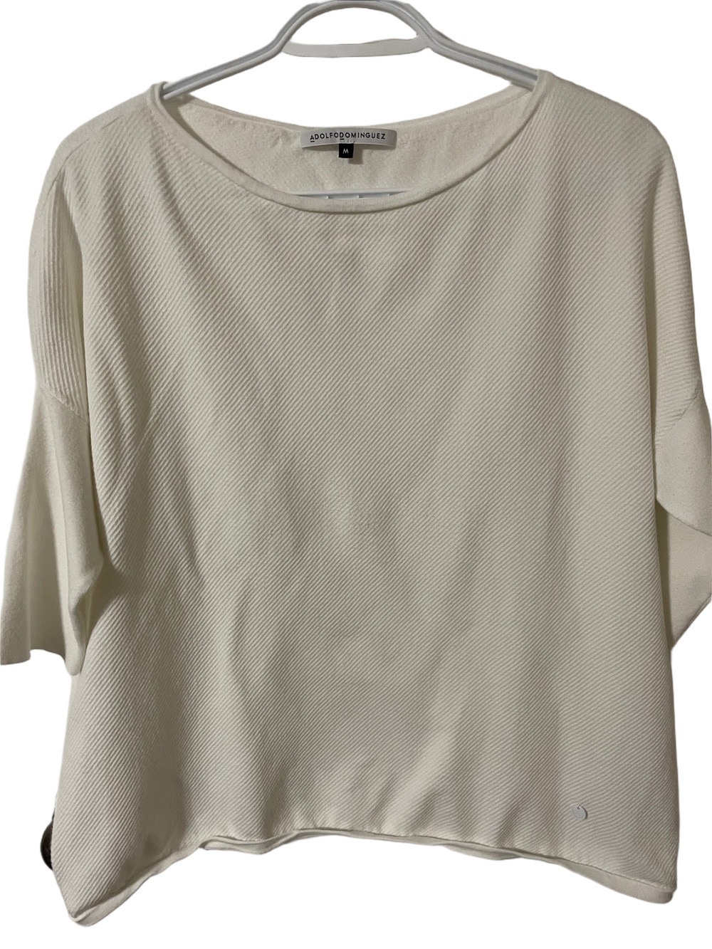 Adolfo Dominguez Ivory Textured Short Sleeve Top Size Medium